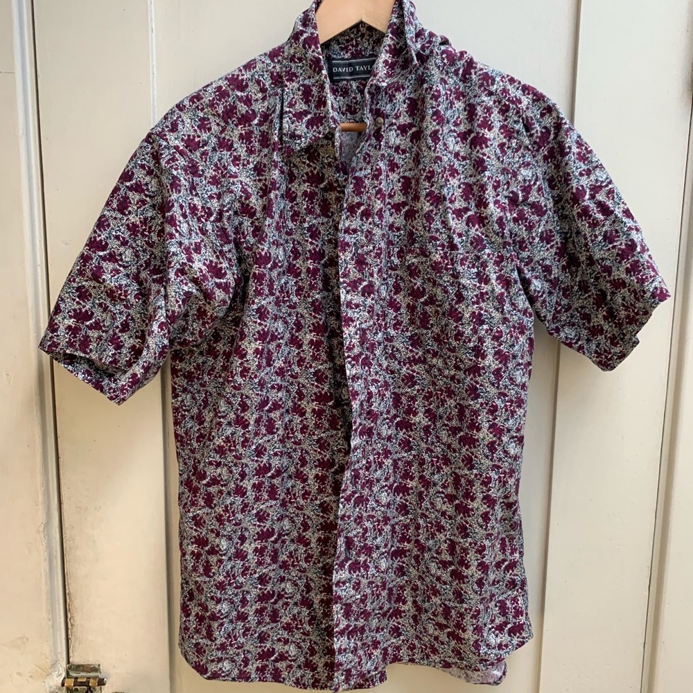 Flower print (Red on White) short sleeve shirt